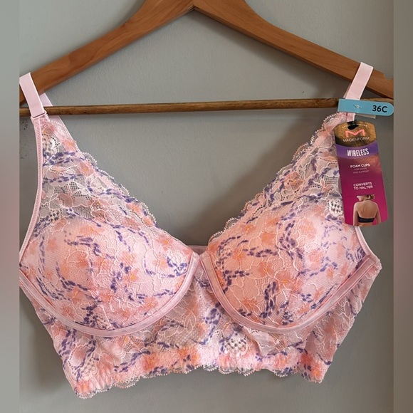 NWT Maidenform Pure Comfort Wire-Free multi-way Bralette, Daisy Floral - Picture 2 of 5